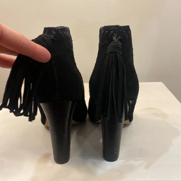 Marc Fisher Suede Peep Toe Chunky Heel Ankle Boot‎ - Picture 6 of 9